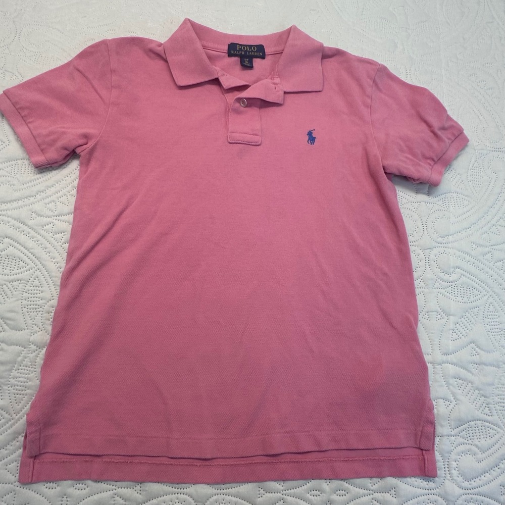Polo Ralph Lauren Boys Pink Short Sleeve Cotton Pique Polo Shirt Size S 8